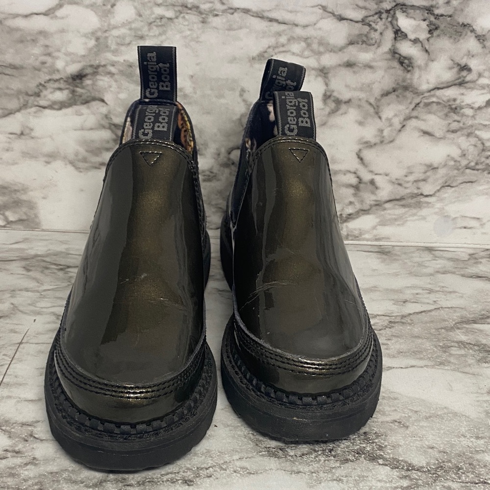 Georgia Boot Women's Glossy Olive Green Ankle Boots